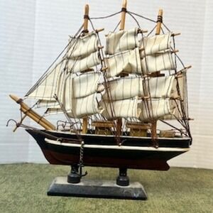 Three Hands Corp Wooden Sailboat Model Ship Nautical Decor Item 96720